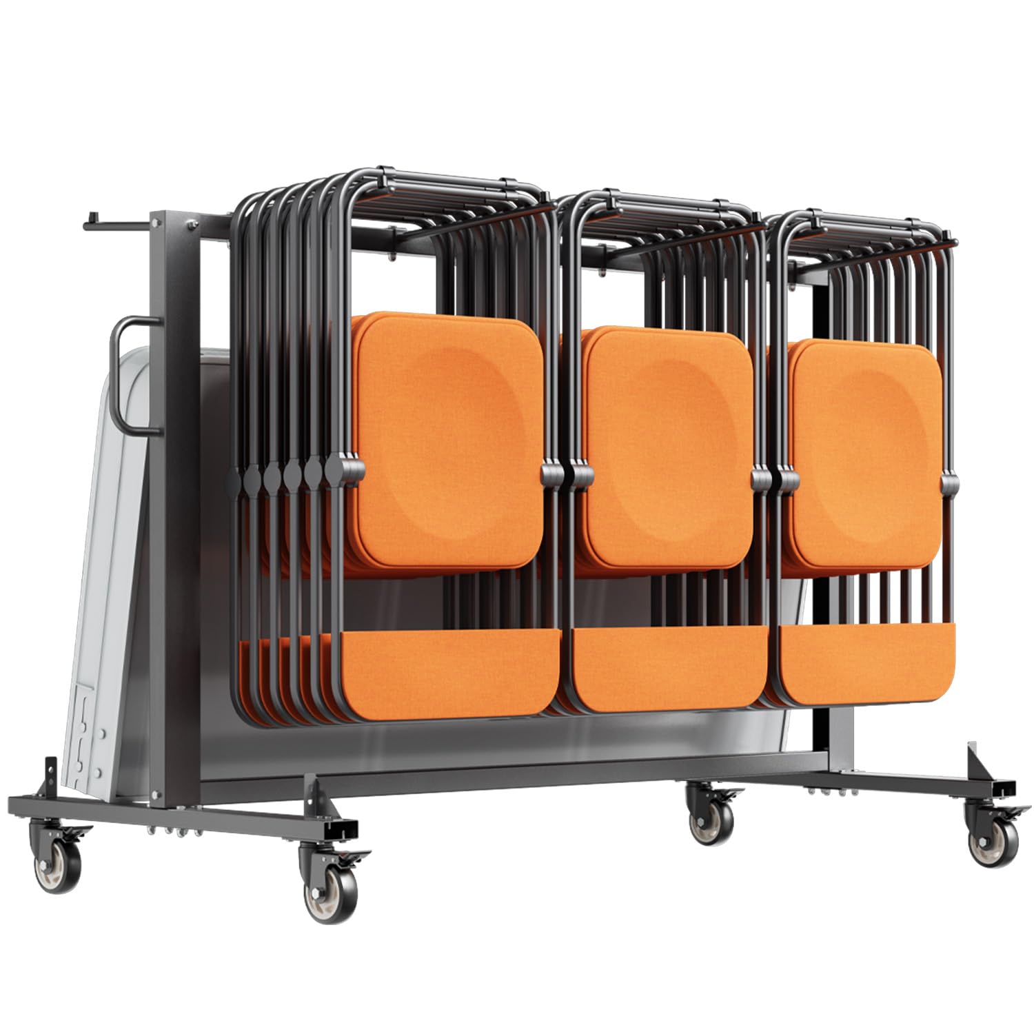 Photo 1 of ***PARTS ONLY*** VEVOR Folding Chair Rack, 400 LBS Capacity, Heavy-Duty Chair Cart for 42 Chairs or 12 Tables, Multi-Function Chair Storage Dolly with Rubber Wheels and Holders, Large Chair Holder, Matte Black