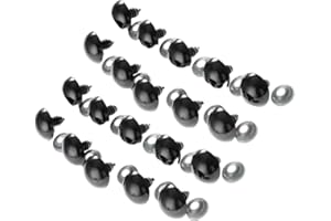 dophee Plastic Doll Eyes, Black Plastic Safety Eyes with Matching Washers, Doll Making Craft Eyes for Teddy Bear Doll, Puppet