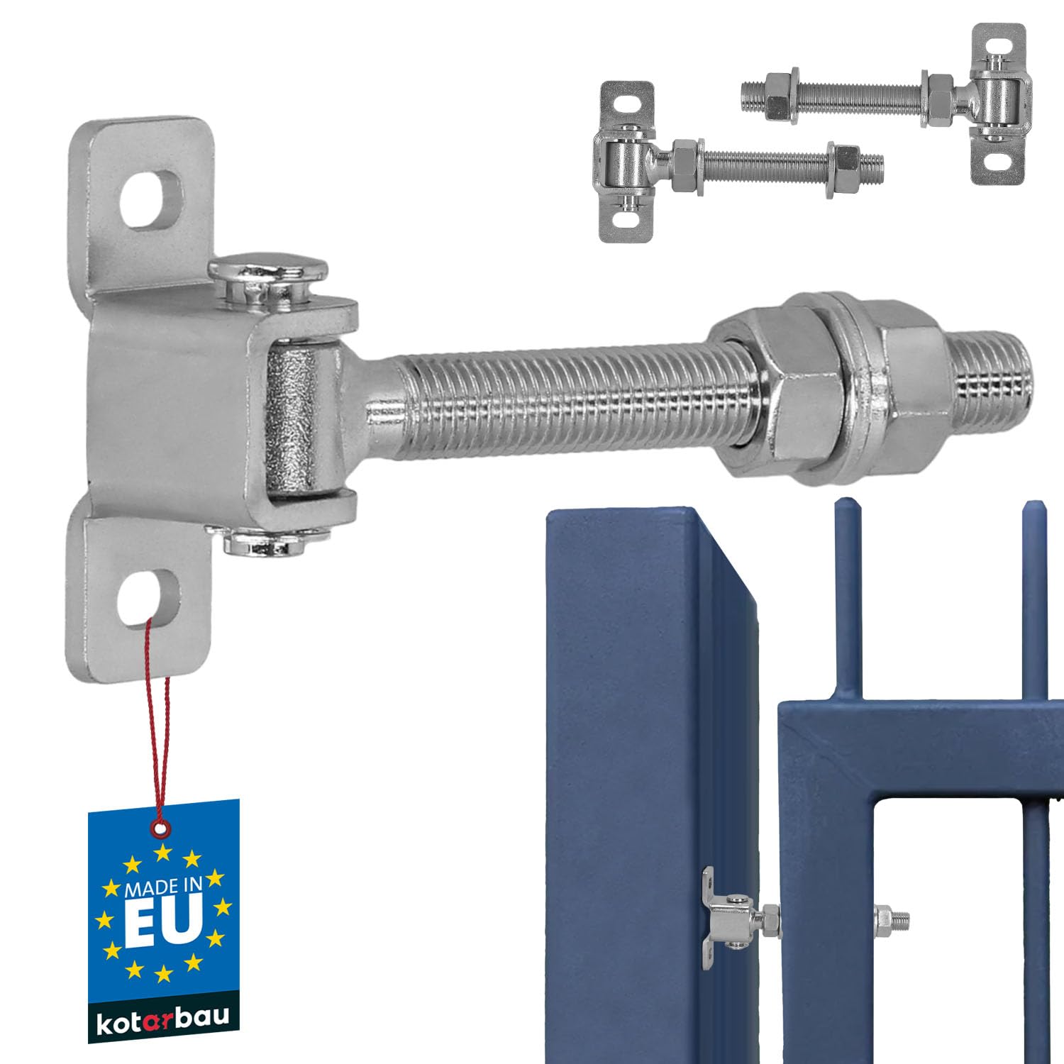 KOTARBAU® Set of 2 M16-130 mm Adjustable Gate Hinge Galvanised Steel with Fixing Plate Fixing Plate Door Hinge Thread