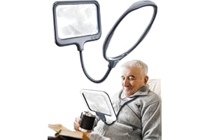 PALPROT Magnifying Glass with Light Hands Free: 3X Lighted Reading Book Magnifier Large Full Page for Low Vision Seniors - Wearable Around Neck Magnifier for Sewing Cross Stich Crafts