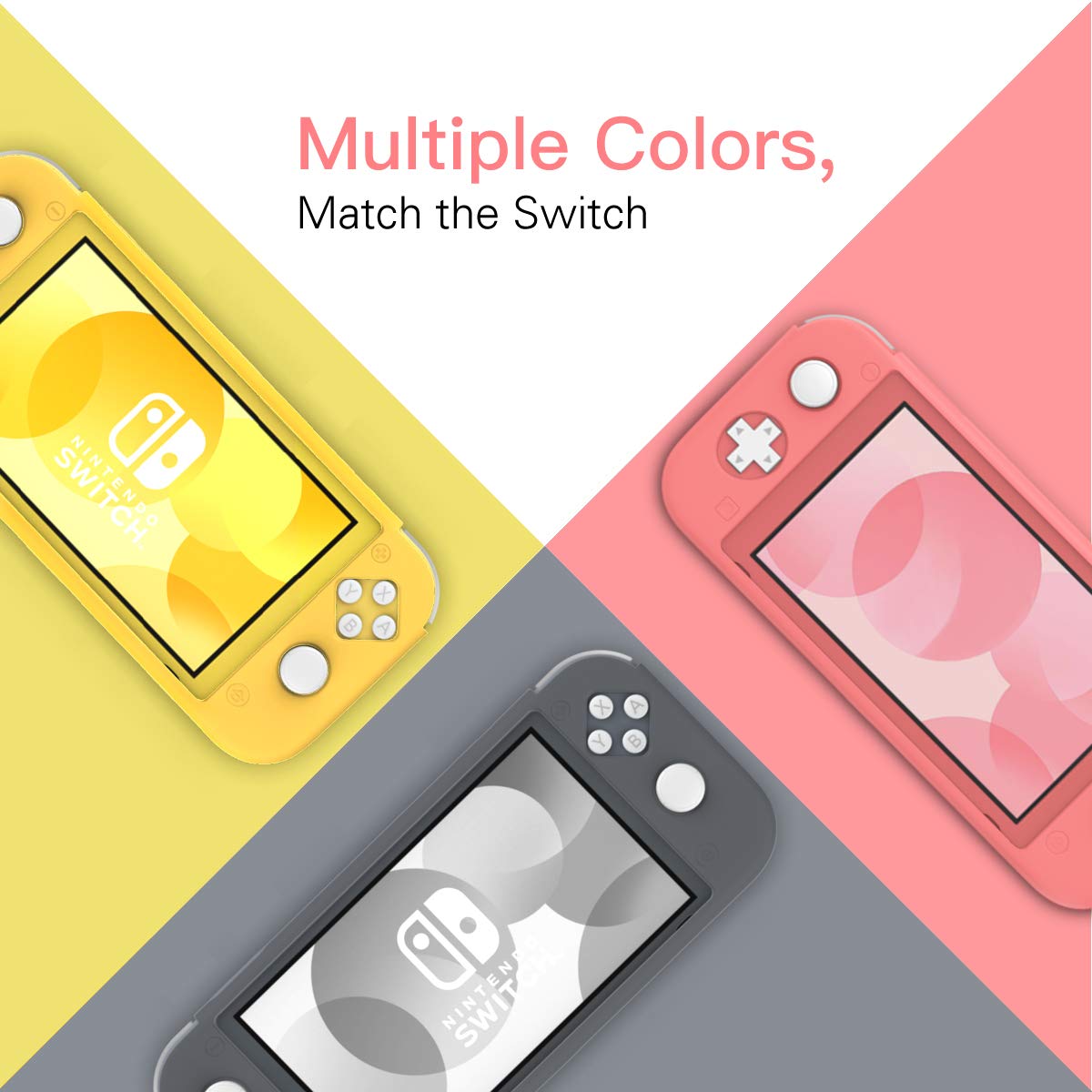 MoKo Case Compatible with Nintendo Switch Lite, Silicone Protective Rubber Cover, Shock-Absorption Anti-Scratch Non-Slip Case Compatible with Nintendo Switch Lite Console, Coral Pink