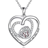 AXOMY Softball/Baseball Necklace 925 Sterling Silver Softball/Baseball Heart Jewelry Gift for Women Softball/Baseball Lovers