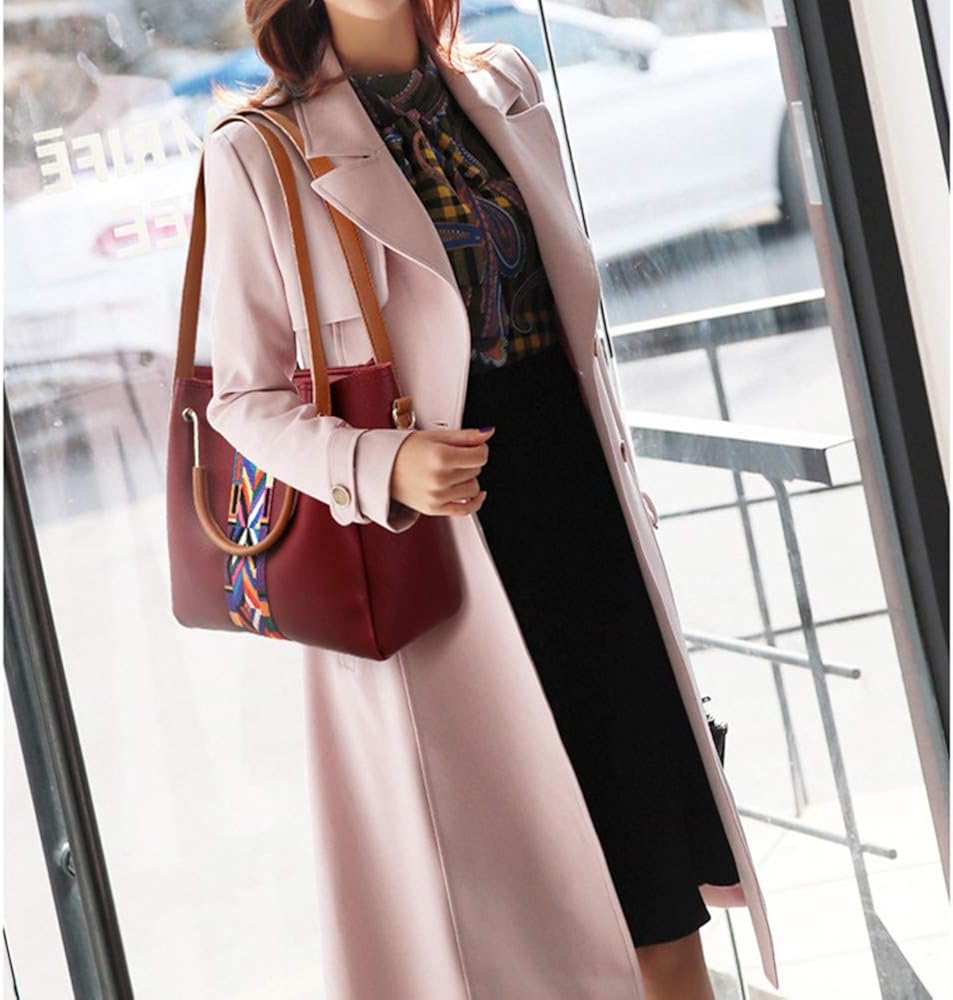 Women Handbag Set 4 in 1 Soft PU Leather Top Handle Bag, Tote Bag, Shoulder Bags Crossbody Bag Wallet Purse Set (Wine) - Image 3