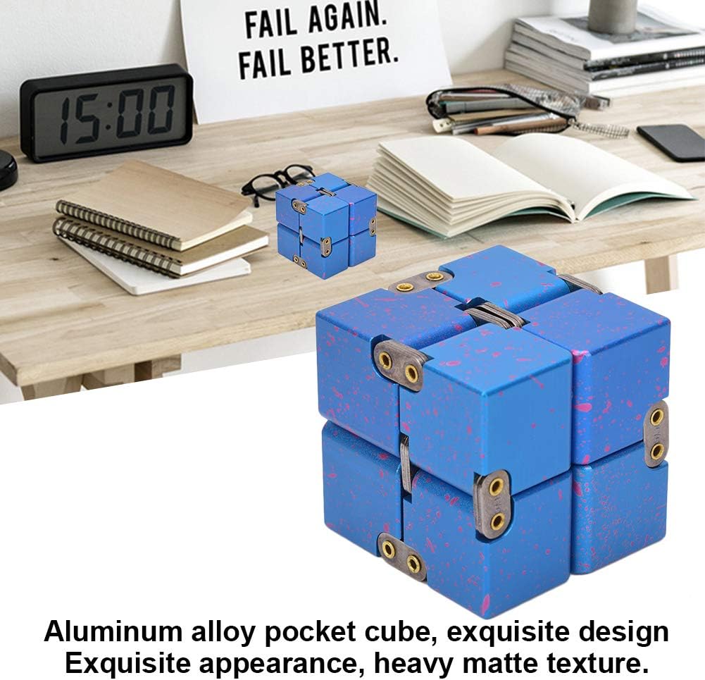 Walfront Infinite Cube Aluminum Alloy Fidget Cube Toy For Adults And Kids Black Starry Sky Fidget