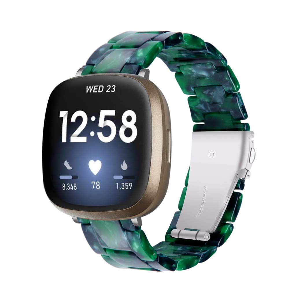 Chofit Straps Compatible with Fitbit Versa 4/Sense 2 Strap, Adjustable Resin Replacement Wristband Band Bracelet for Versa 4/Sense 2 (Green)