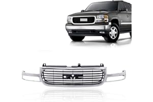 CarPartsDepot Front Grille Grill Chrome Compatible With GMC 1999-2002 Sierra 1500 2500/2000-2006 Yukon GM1200430 15764316