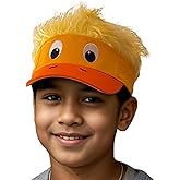 Popfizzy Funny Duck Hat with Wig, Spiked Hair Cap, Boys & Girls' Adjustable One Size Halloween Baseball Hat