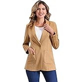 Allegra K Faux Suede Blazer for Women's Lapel Collar One Button Dressy Suit Jacket