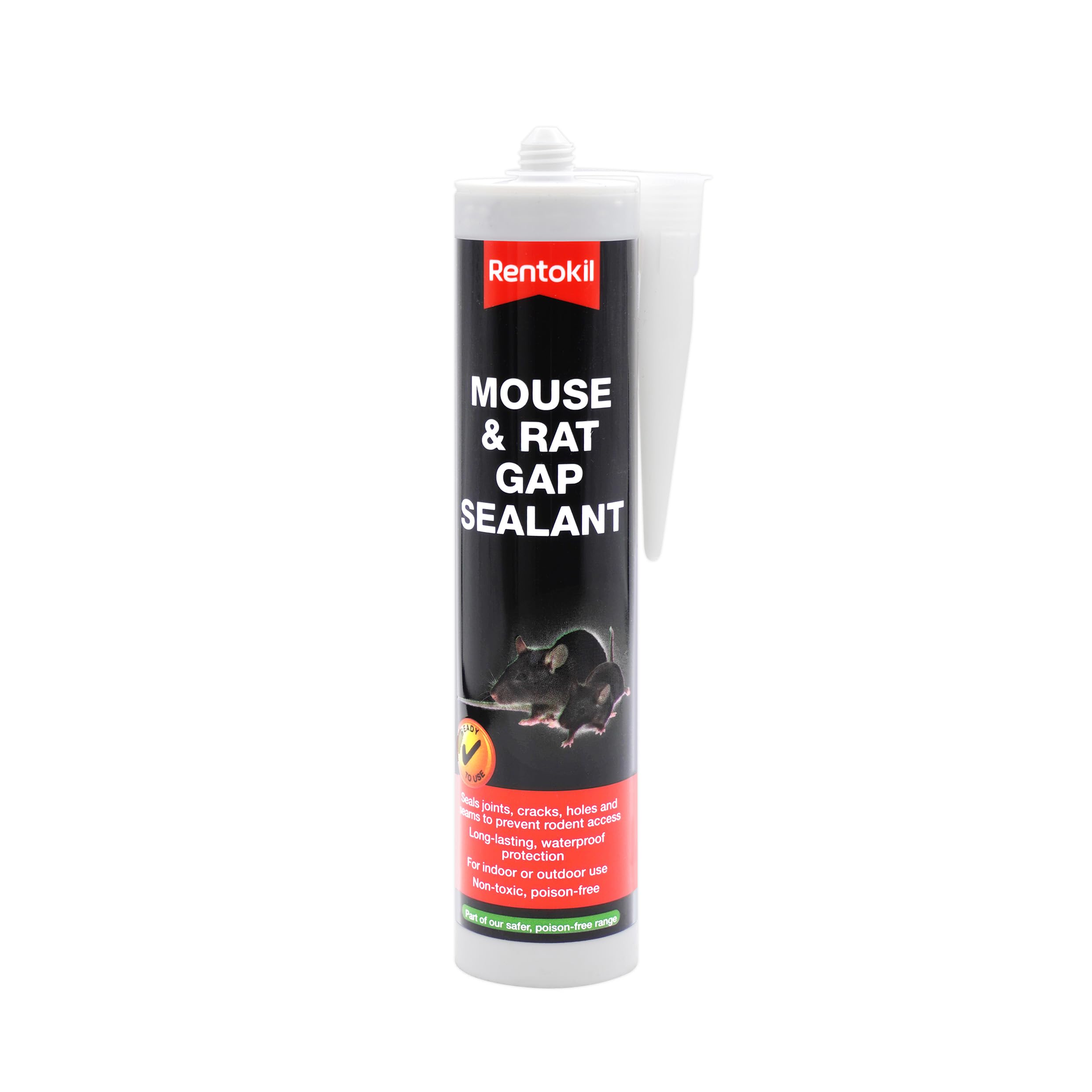 RENTOKIL MOUSE & RAT GAP SEALANT - Waterproof Sealant WIth An Anti-Chew Sticky Core - Blocks Entry Points To Prevent Rodent Access - Easy to Apply - Poison Free - 300ml, White