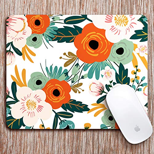AUDIMI Mouse Pad with Floral Pattern Non-Slip Rubber Base for Office Gaming Computer