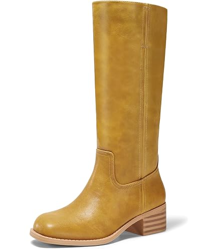 Amazon.com | SUIARA Banana Knee High Suede Boots Women Square Toe