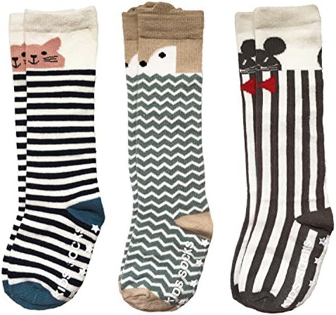 Unisex Baby Knee High Socks Stockings Cartoon Animal Non Slip Tube Long Socks For 1-3 Years Toddler Boys Girls 3 Pairs Pack