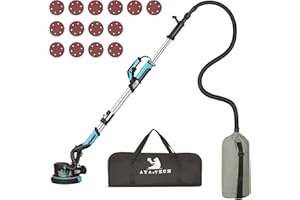 AYA-TECH Drywall Sander, Pole Electric Drywall Sander with Vacuum, 750W 6.5A Popcorn Ceiling Removal Tool Machine 7 Variable Speed Patented Fixture for Ceiling 26FT Power Cable, 14 Pcs Sanding Discs