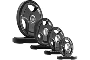 RitFit Olympic Rubber Grip Plates for Barbell, 2-Inch Weight Plates for Weightlifting and Strength Training in Home & Gym, Single, Pair and Sets(2.5/5/10/25/35/45 LB)