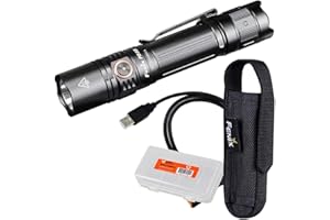Fenix PD35 v3.0 Rechargeable Tactical Flashlight, 1700 Lumens EDC with Battery and Organizer (Black)
