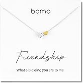 Boma Jewelry Sentiments Collection Friendship Sterling Silver Two Hearts with 14kt Gold Vermiel Necklace, 18 Inches