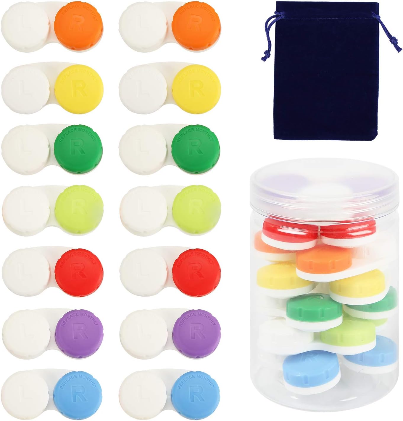 Contact Lens Cases - Qkit 14 Contact Lens Case Value Pack, Bulk Supply in a Convenient Storage Container,Drawstring Storage Pouch Bag Included