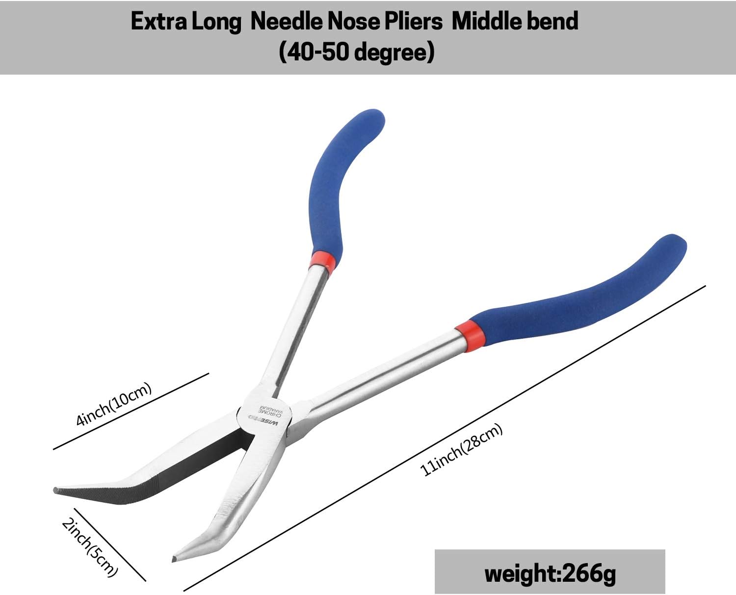 WISEPRO 11 Inch Extra Long Nose Pliers, Bent Long Nose Pliers, Long Nosed Pliers Long Reach - Image 3