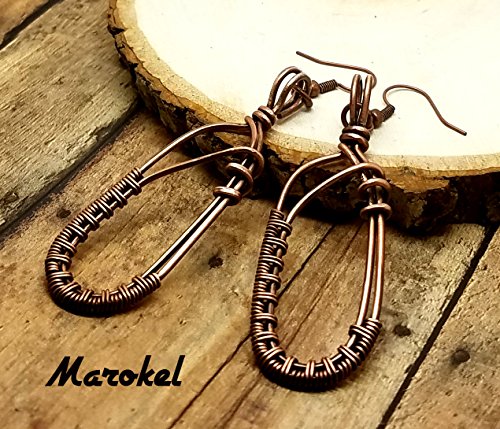 Oval Crossover Wire Weave Earrings Copper Wire wrapped