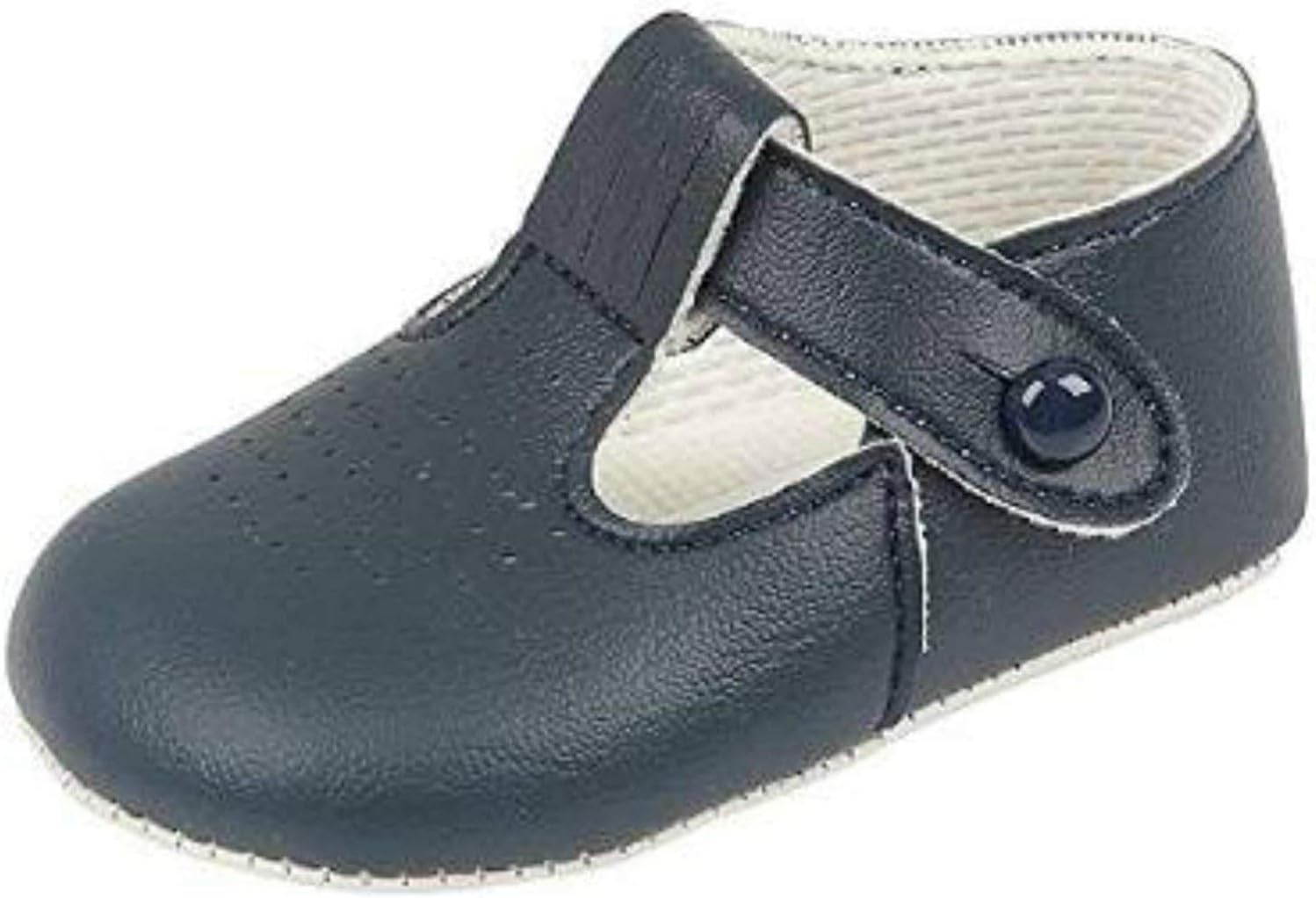 EARLY DAYSBaby Boys T Bar Pram Shoes with Hole Cut Pattern โ Made in England by Early Days Baypods