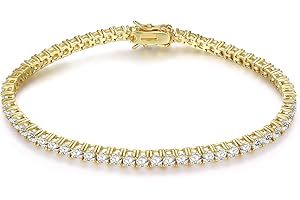 Gemsme 18K Gold Plated 3.0 Cubic Zirconia Classic Tennis Bracelet for Women and Men 7.5 Inch