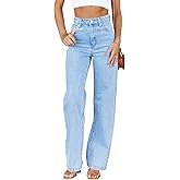 Cicy Bell Women's High Waisted Jeans Boyfriend Baggy Straight Leg Casual Denim Pants with Pockets