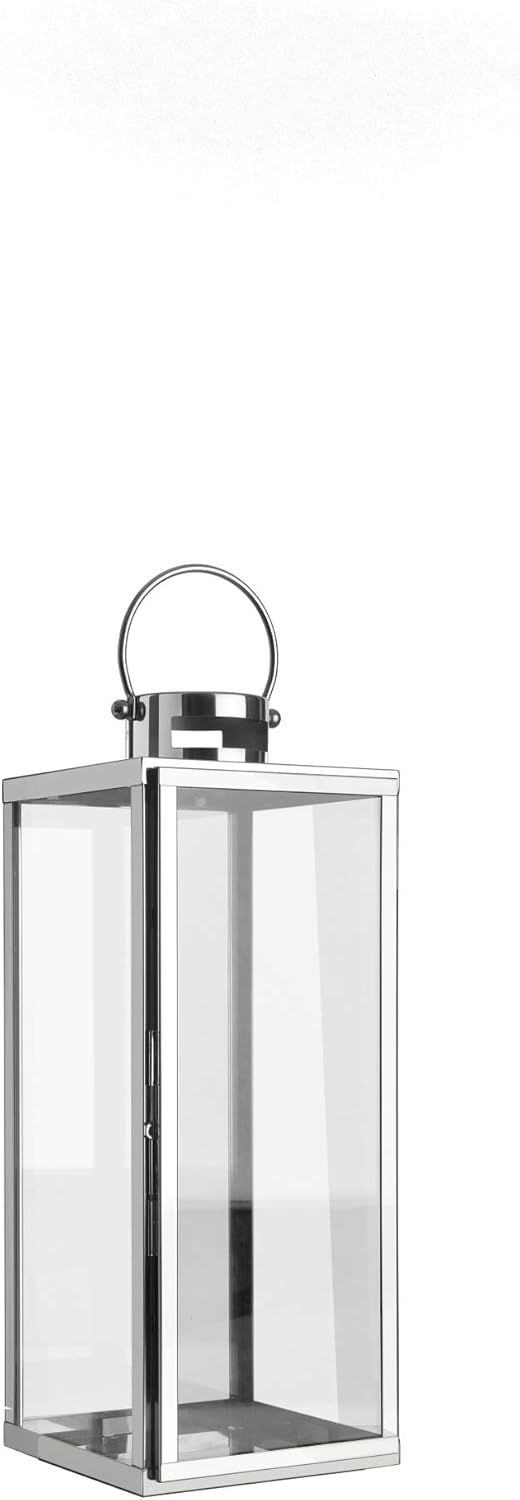 home+ Laterne aus Edelstahl - Rostfrei, wetterfest - in verschiedenen Größen (flach), Größe:Groß (60cm)