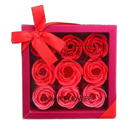 Hilai 12pcs Rose Savon Décoratifs Parfumé Bain Fleur Bouquet Fleur Dor Boîte Cadeau Pour Anniversairemariagejourla Fête De Saint Valentinrouge
