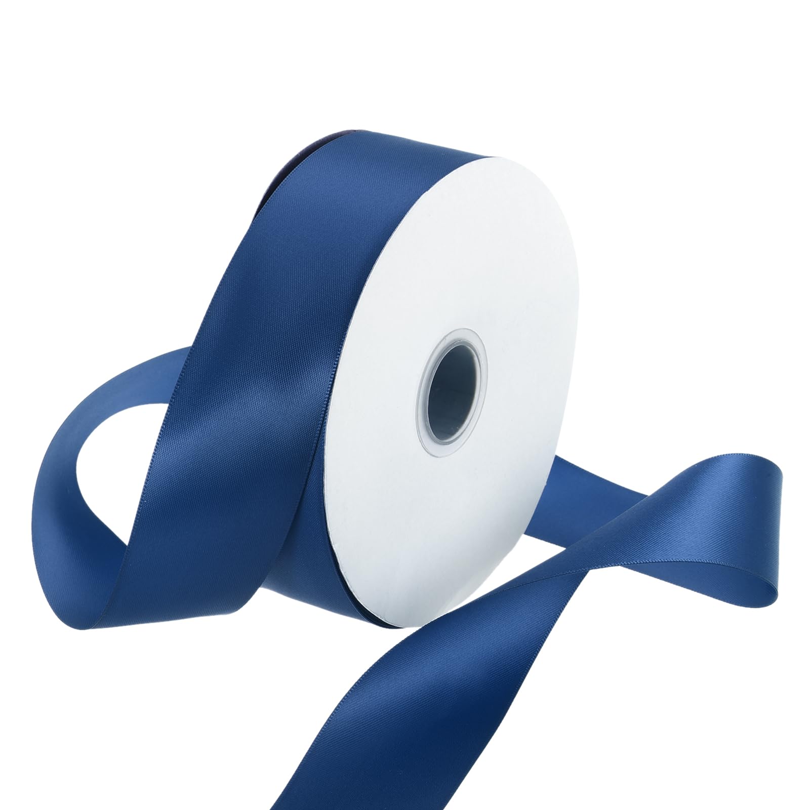 Rebower 38mm Satin Ribbon 46m Thick Double Face Grosgrain Silk Ribbon, [for Gift Wrapping, Hair Bows, Wedding, Cake, Flower] - 50 Yard/150ft/Navy Blue