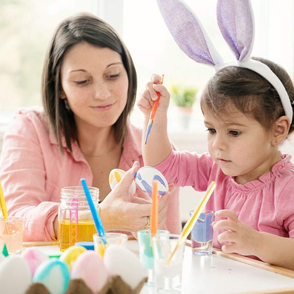 Amor Easter Eggs Wooden Fake Eggs with Painting Tools Set 12Pcs 3 Colors Children Play Kitchen Game Food Toy