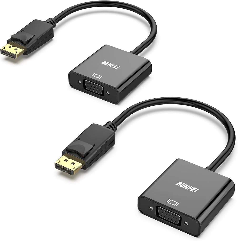 BENFEI DisplayPort to VGA Adapter 2 Pack Gold-Plated DP to VGA (Male to Female)
