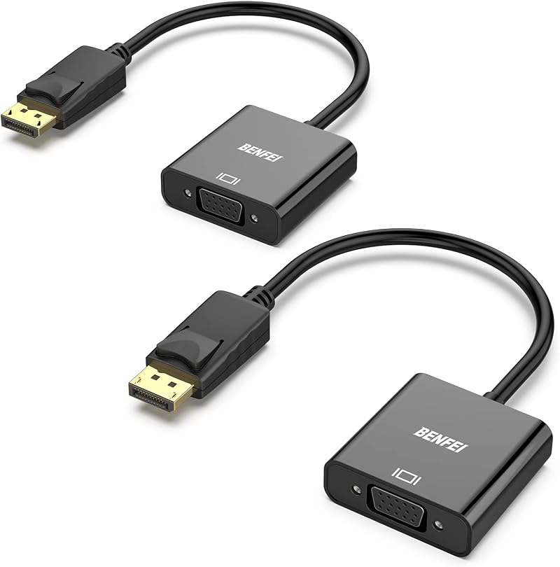BENFEI DisplayPort to VGA Adapter 2 Pack Gold-Plated DP to VGA (Male to Female)
