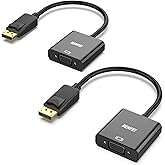 BENFEI DisplayPort to VGA 2 Pack,Gold-Plated Uni-Directional DP Computer to VGA Screen Adapter 1080P (Male to Female) Compati