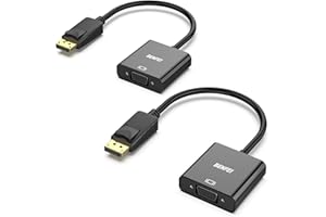 BENFEI DisplayPort to VGA 2 Pack,Gold-Plated Uni-Directional DP Computer to VGA Screen Adapter 1080P (Male to Female) Compati