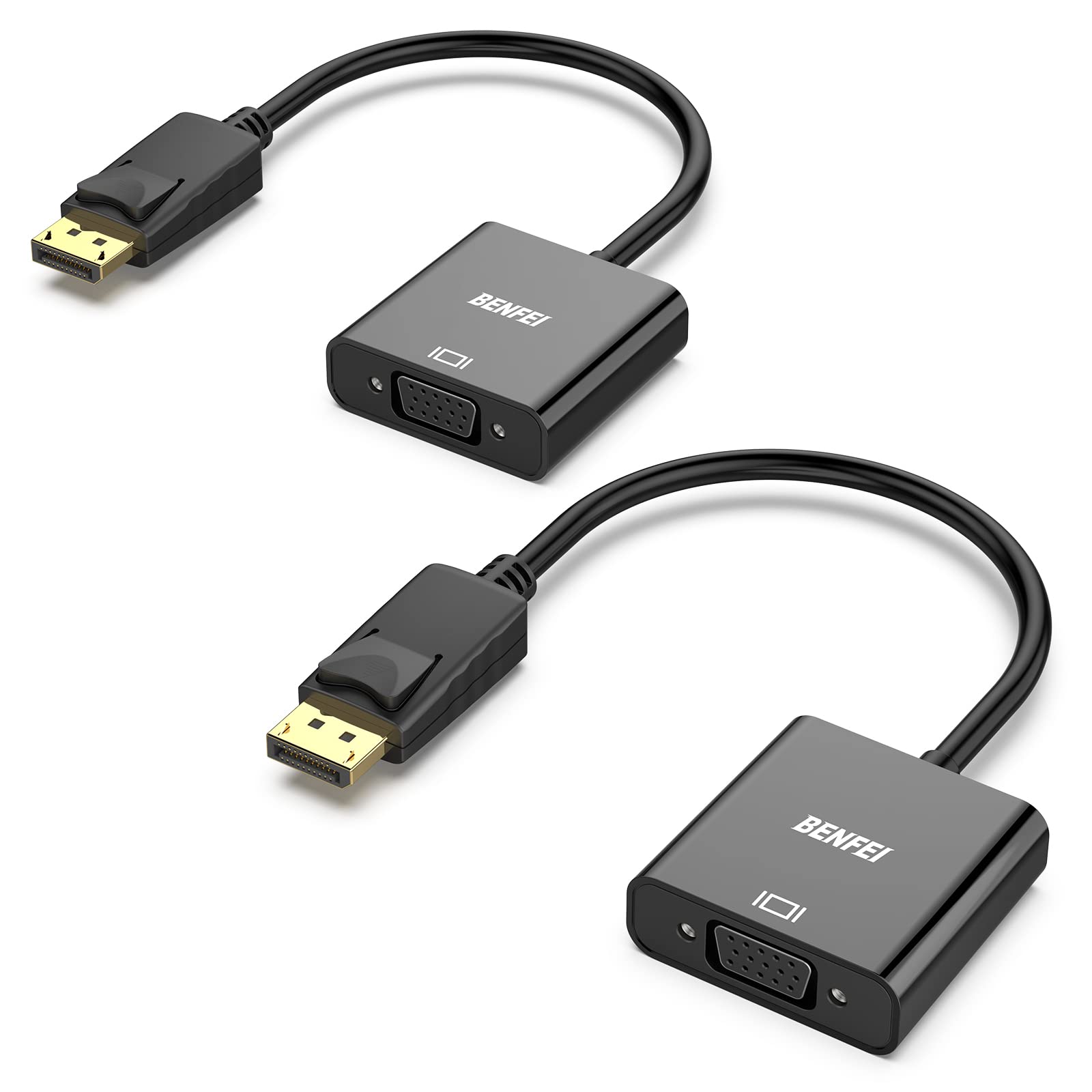 BENFEI DisplayPort to VGA 2 Pack, Gold-Plated DP to VGA Adapter (Male to Female) Compatible for Lenovo, Dell, HP, ASUS