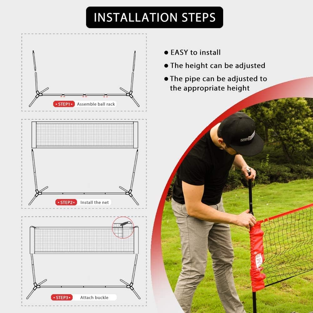 VIVOHOME Portable 10ft/ 14ft/ 17ft Height Adjustable Outdoor Badminton Net Set with Stand and Carry Bag for Kid's Volleyball Soccer Tennis Pickleball : Sports & Outdoors