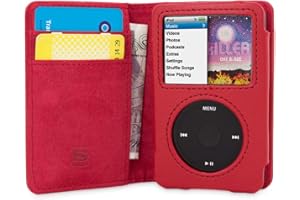 Snugg iPod Classic Case, Leather Flip iPod 7th Generation Case Executive Apple iPod Case Cover Wallet - iPod Case 7th Generation Legacy Series - Red