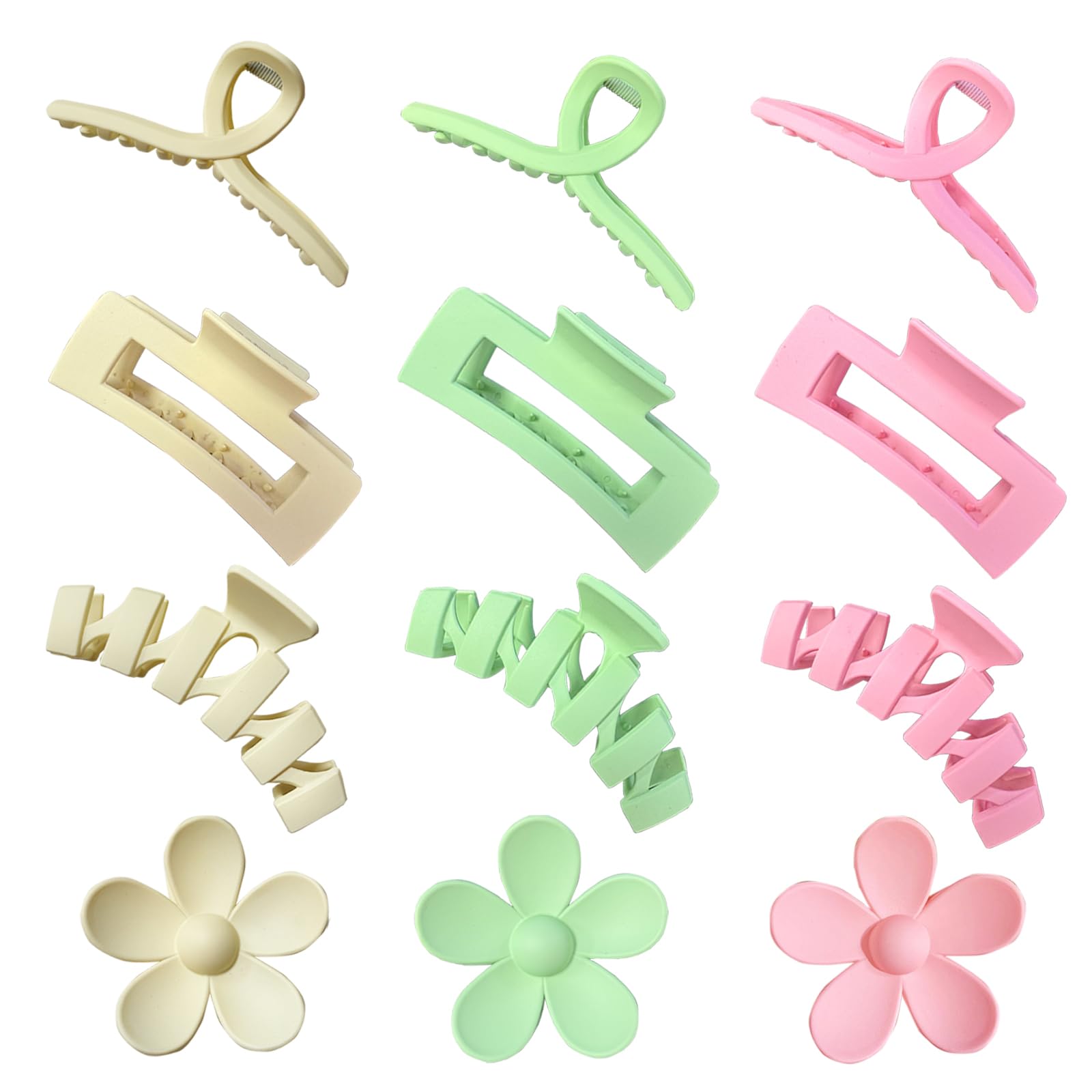 12 Pcs Claw Clips, Multi-Shapes Hair Clips for Women, Non-Slip Large Jaw Claw Clips for Thick Thin Curly Hair Accessories (Clorful)