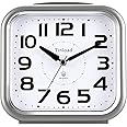 5.5" Silent Analog Alarm Clock Non Ticking, Gentle Wake, Beep Sounds, Increasing Volume, Battery Operated Snooze and Light Functions, Easy Set, Grey (Best for Elder)