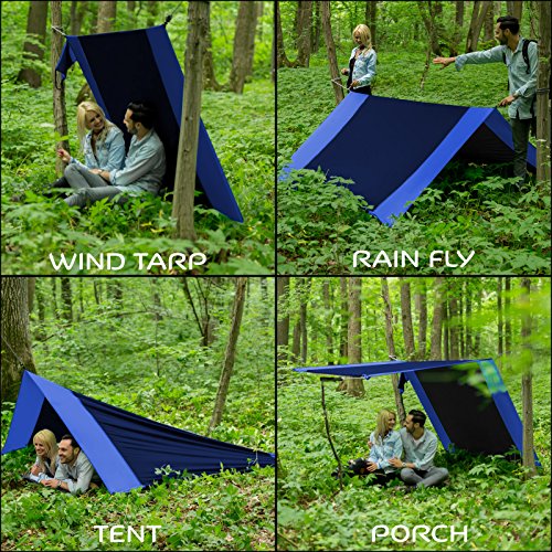 Lazy Monk Portable Camping Hammock Tent - 2 Person Hammocks with Tree Straps - BEST Double Parachute Gear