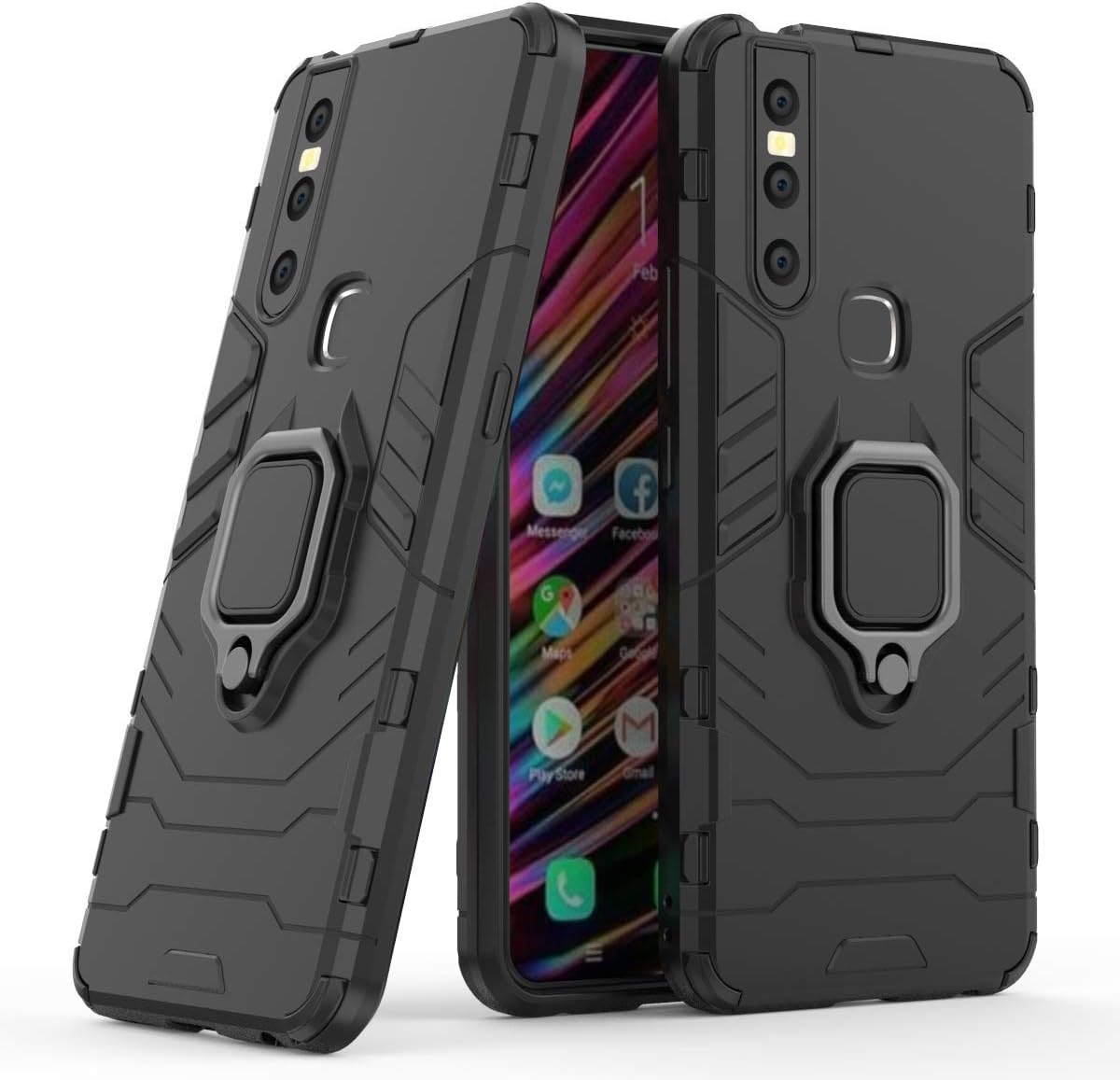 For Vivo V15Pro/S1 Pro Case Ring Holder Iron Man Design 2 in 1 Hybrid Heavy Duty Armor Hard Back Protective Case Cover