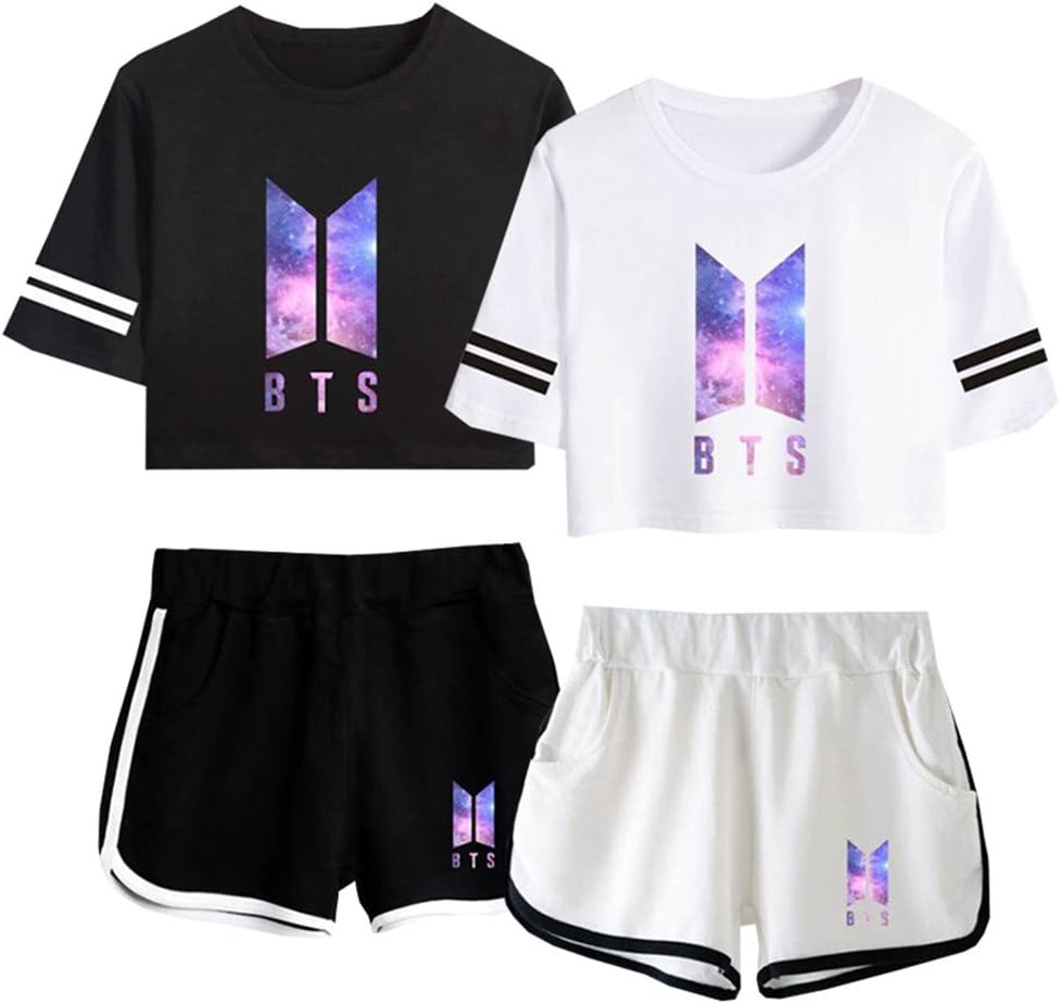 Amazon Co Jp Saitrewed Mini T Shit Shorts Bts Theme Korean Wave Short Sleeve Sweatpants Thin Women S Warming Spring Wear Loose Fit Popular Clothing Accessories
