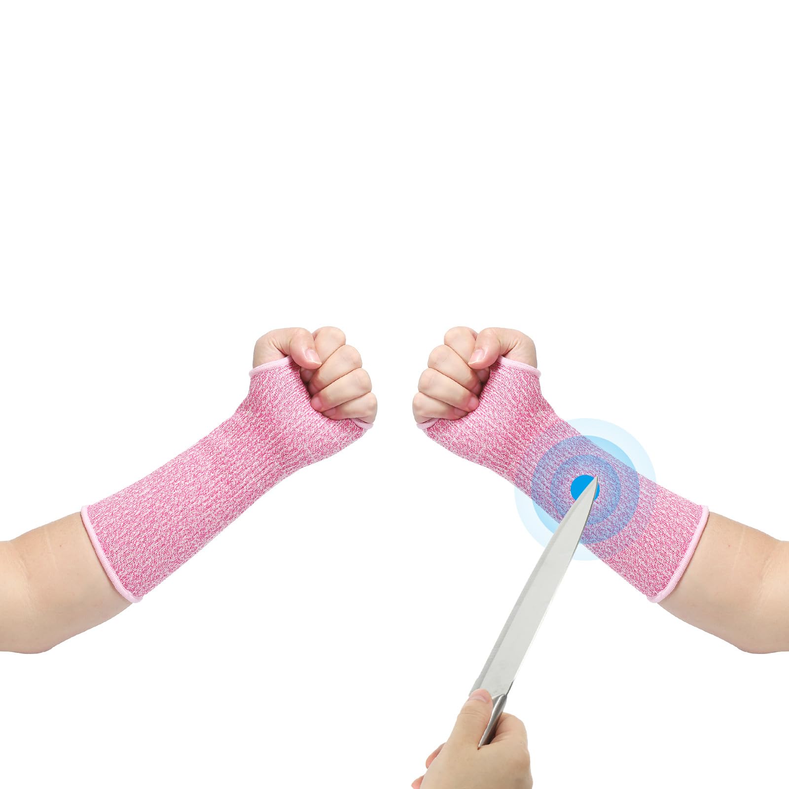 PATIKIL 14 Inch Cut Resistant Sleeve, Arm Safety Protectors Sleeves with Thumb Hole Level 5 Protection Forearm Guard Sleeves for Thin Skin and Bruising, M, Pink