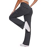 Hispotim Flare Leggings for Women Yoga Pants with Cargo Pockets High Waist Work Casual Travel Bootcut Leggings