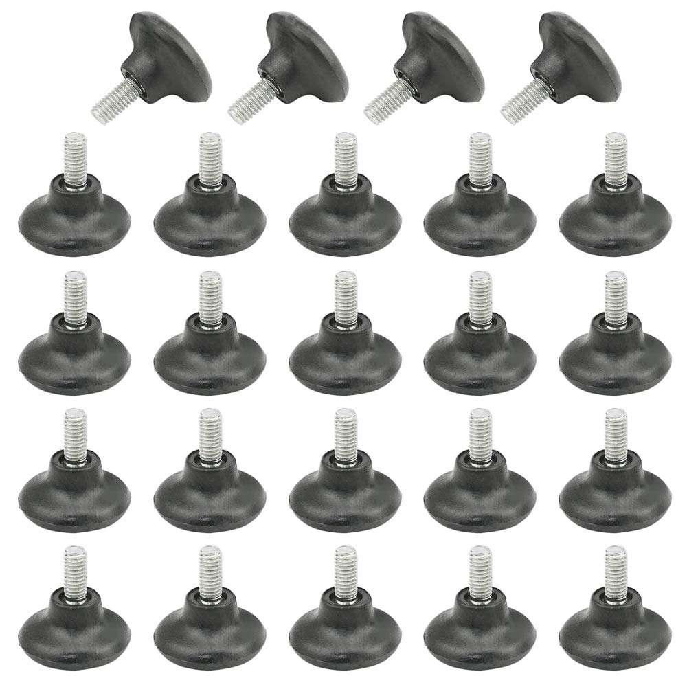 TOVOT 24PCS Adjustable M6×28MM Table Feet - Screw-on Leveling Feet for Furniture, Cabinet, Chair