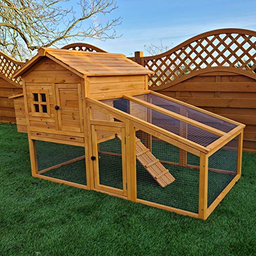 FeelGoodUK Hühnerstall mit Dach zum vollständigen Ãffnen und Reinigungseinsatz, innovativer SchlieÃmechanismus (NCH10 L naturfarbe, 175 x 95 x 120 cm) – Bild 3