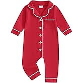 BULINGNA Infant Baby Girl Boy One Piece Pajamas Jumpsuit Button Down Footless Pajama Onesie Christmas Pjs Sleepwear Nightgown