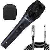 LyricLoom Professional Karaoke Microphone Wired, Metal Handheld Mic with 16.4ft Cable and Switch, Vocal Dynamic XLR Corded Microphone for Speaker, Singing and Amplifier, Black