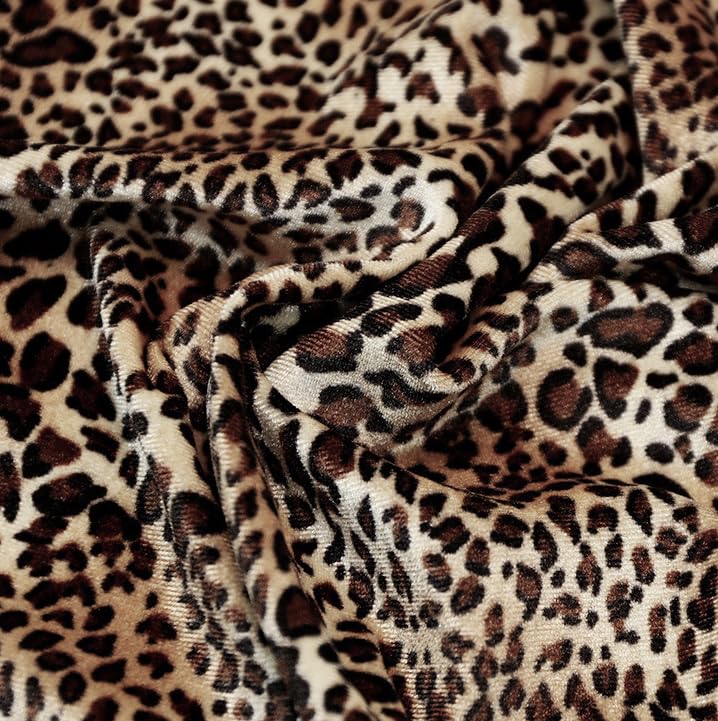 Photo 1 of YYCRAFT 5 Yards Velvet Fabric by The Yard Stretch Velvet Sewing Craft Fabric 63 Inch Wide (Leopard)