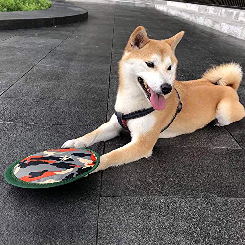 DLDER Dog Flying Discs, Squeaky & Floating Flyer Toys Pack of 2 Interactive Frisbee (Camouflage + Colored Feather Pattern) - Thumbnail 3